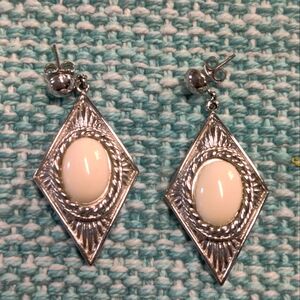 Silver and White stone Earrings